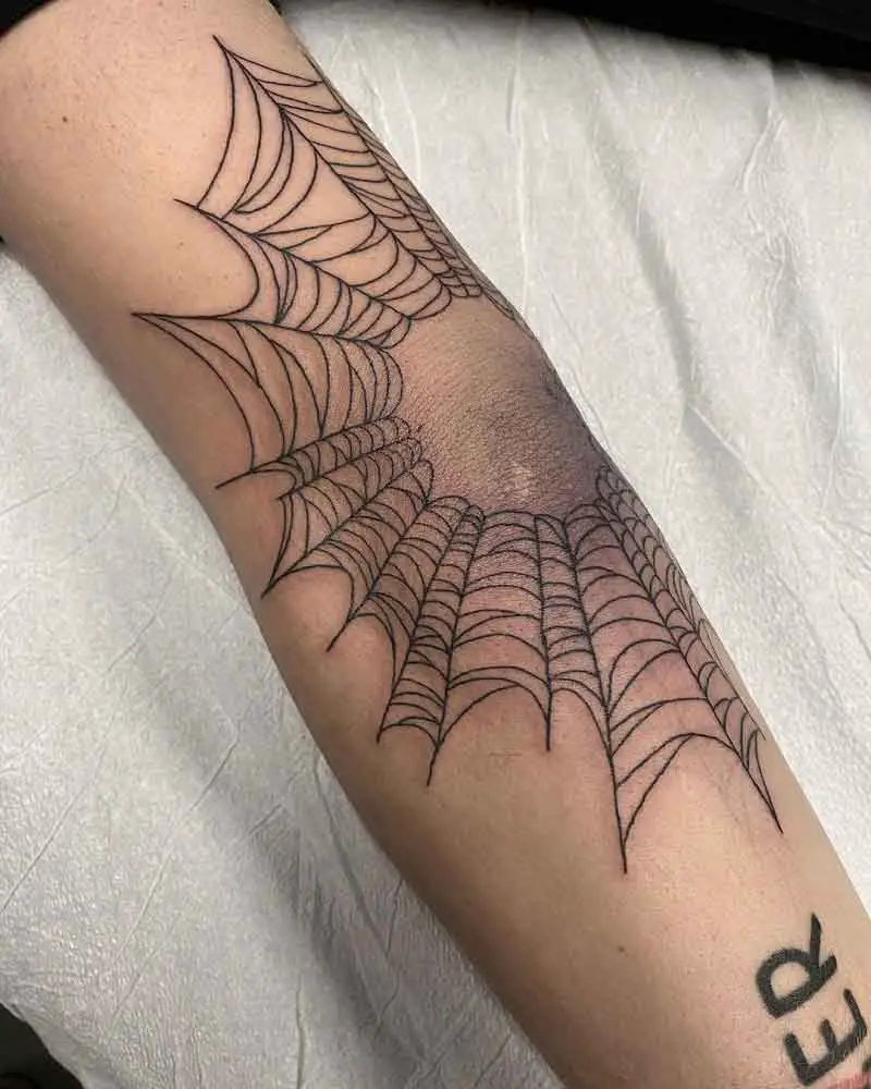 Spiderweb Elbow Tattoo 3