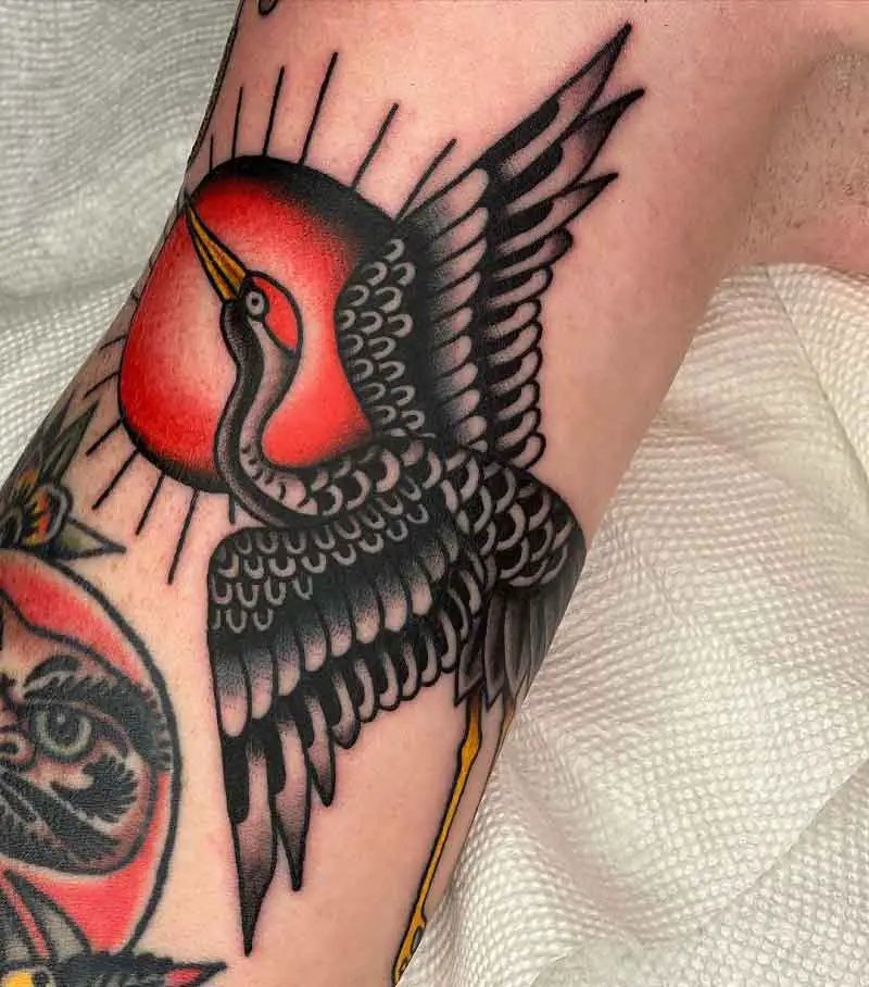 Traditional Crane Tattoo 1