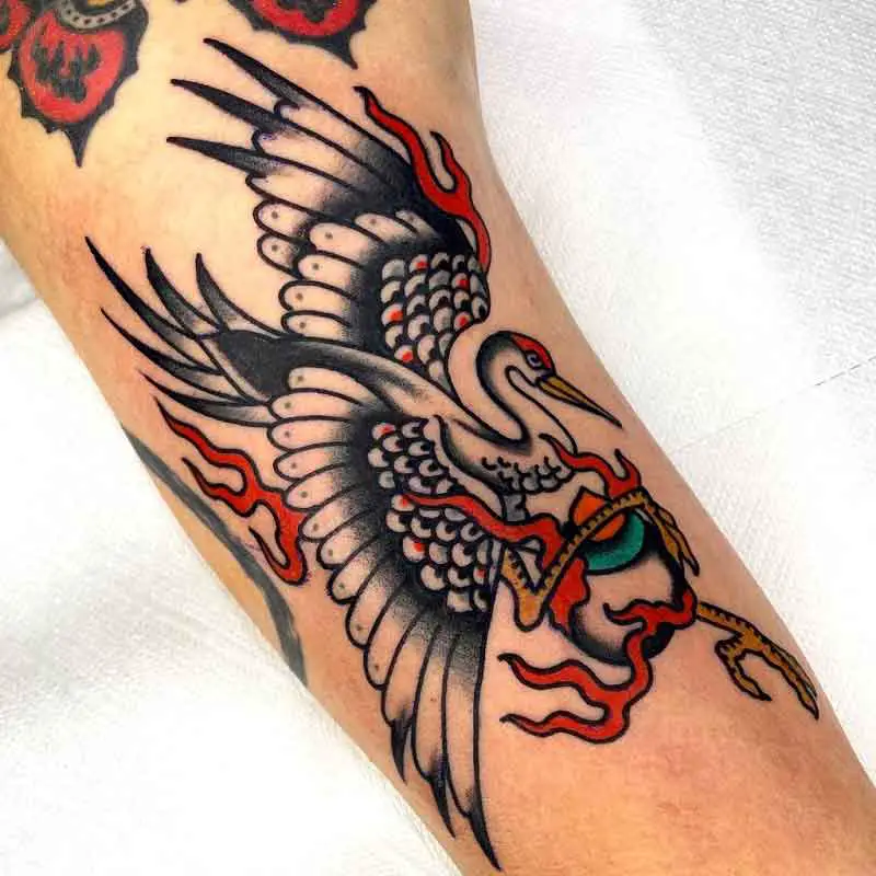 Traditional Crane Tattoo 3