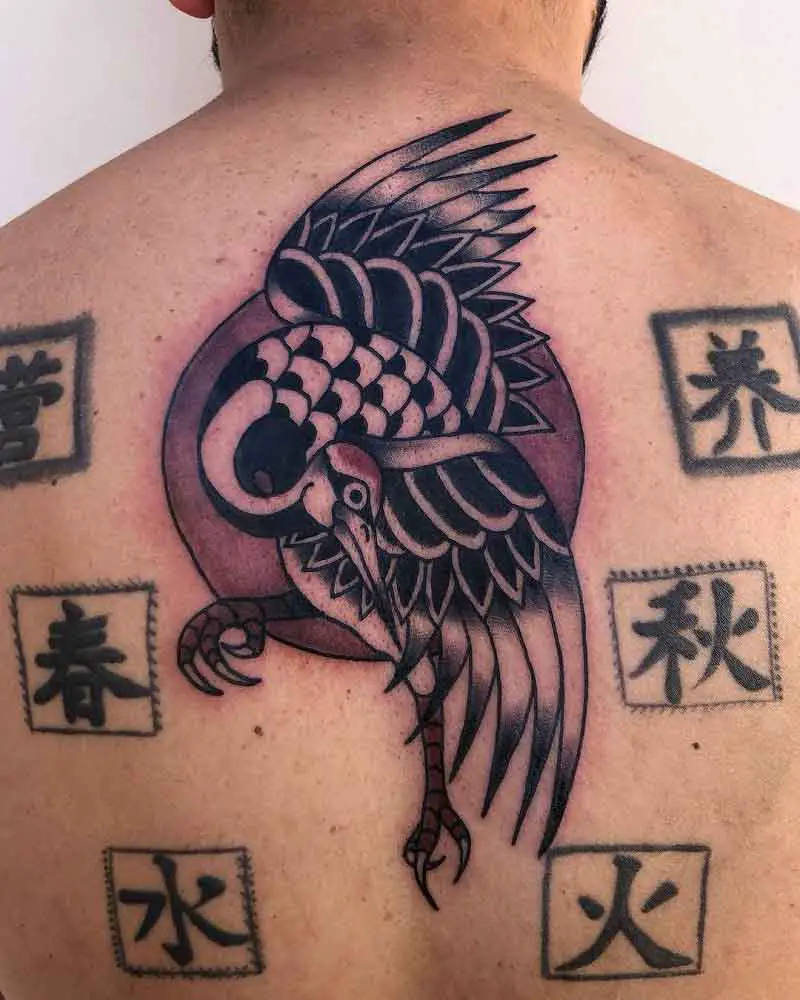 Traditional Crane Tattoo 4