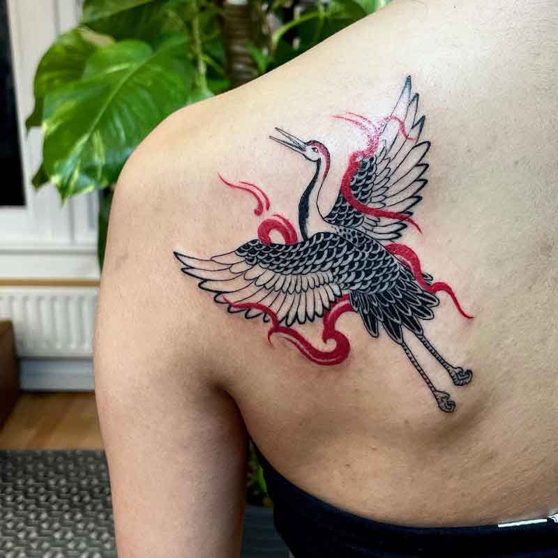 Traditional Japanese Crane Tattoo 2