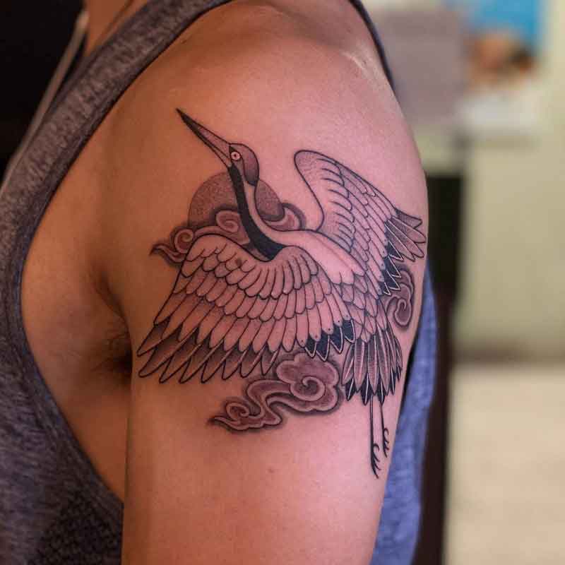 Traditional Japanese Crane Tattoo 3