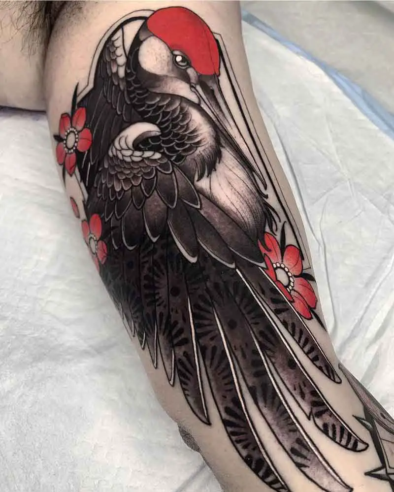 Traditional Japanese Crane Tattoo 4