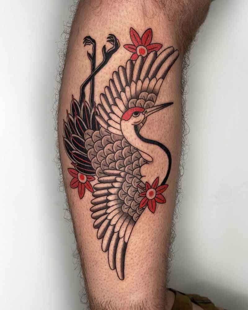 Traditional Japanese Crane Tattoo 5