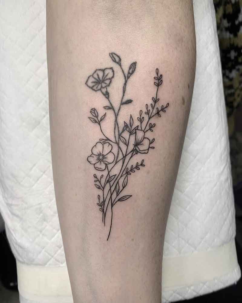 Violet February Birth Flower Tattoo 2