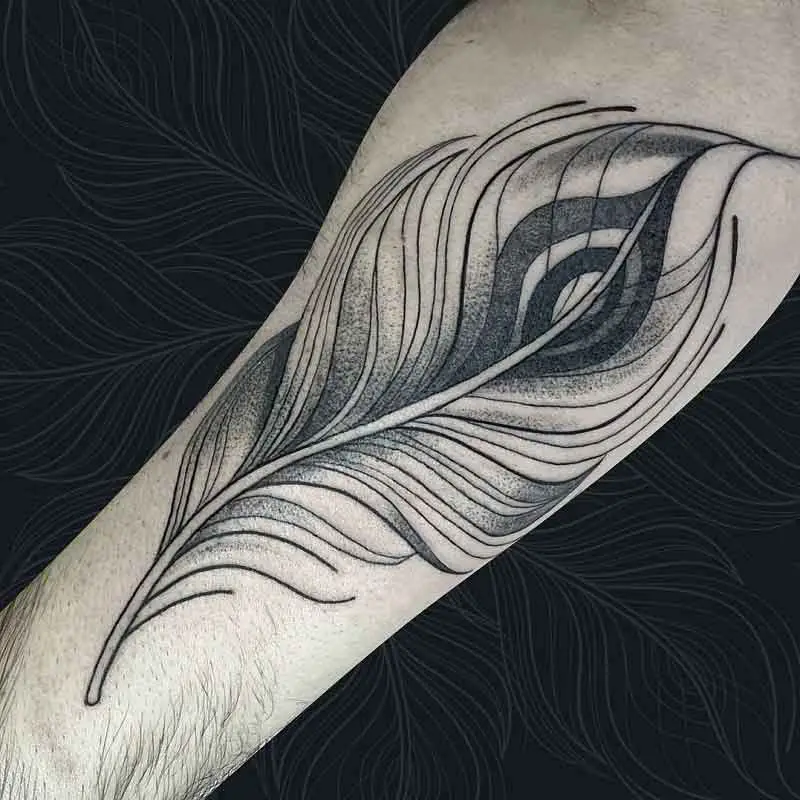 Black And White Peacock Feather Tattoo 4