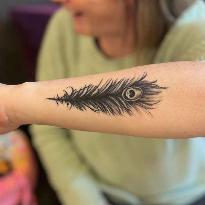 Black Peacock Feather Tattoo 4