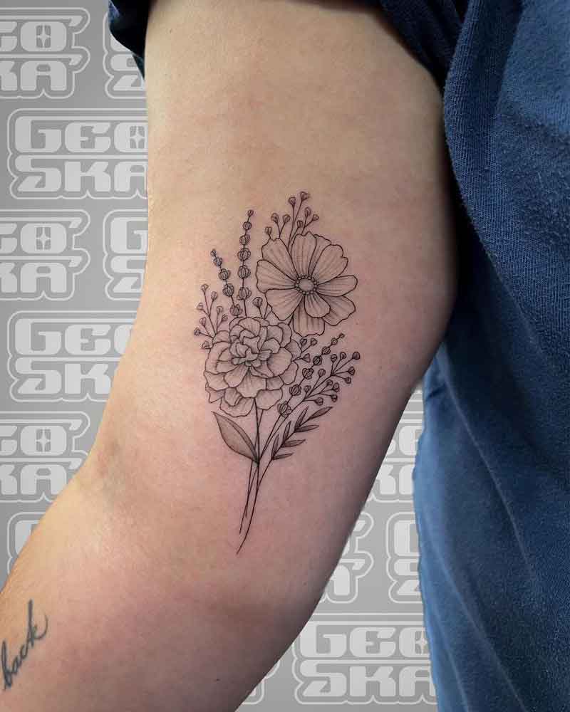 Marigold Flower Tattoo Drawing 1