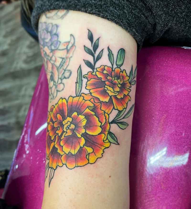 Marigold October Birth Flower Tattoo 5