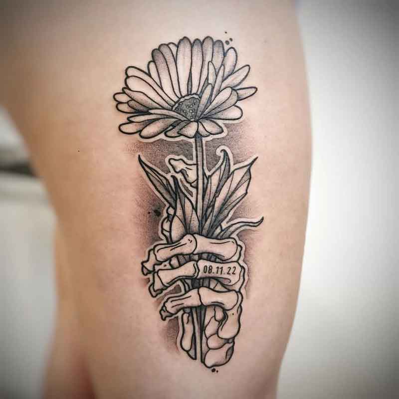 Marigold Tattoo Black And White 1