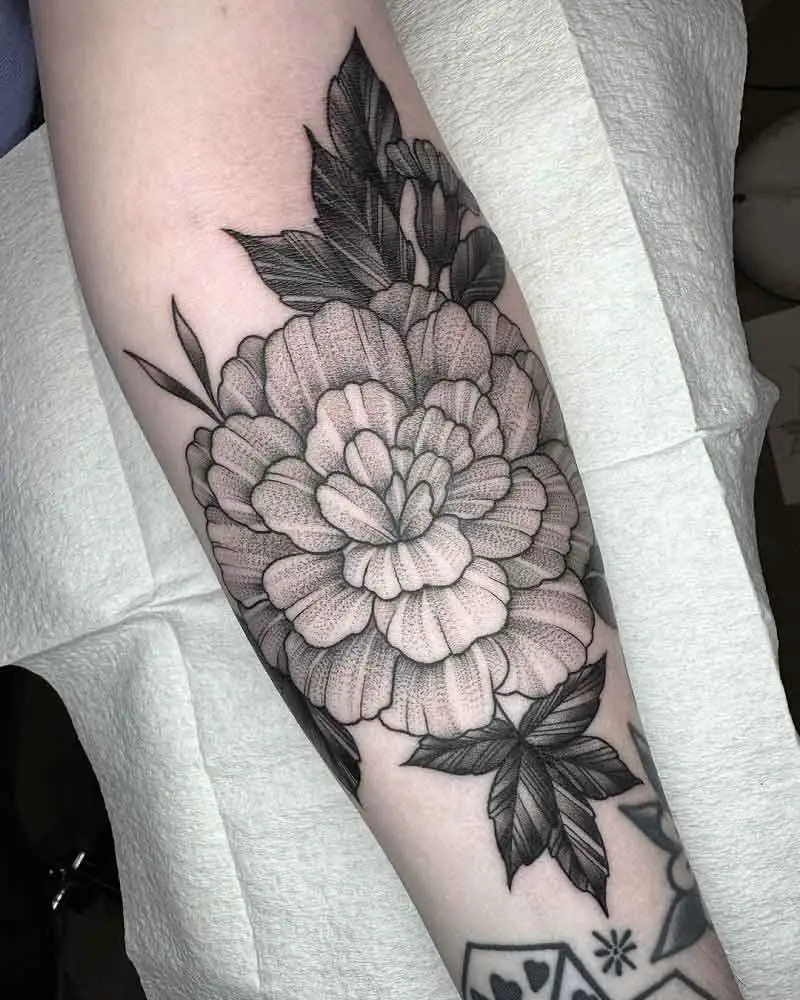 Marigold Tattoo Black And White 3