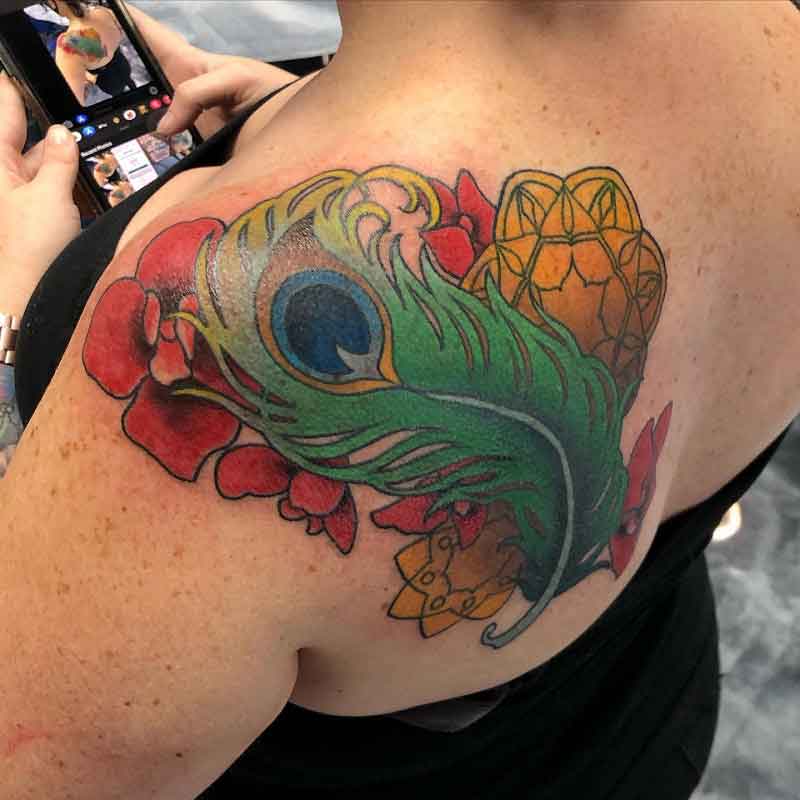 Peacock Feather Tattoo For Females 2